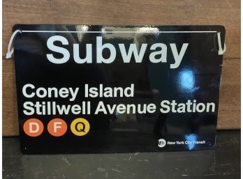 FunNew York City Coney Island/ Stillwell Avenue Station Subway Metal Sign