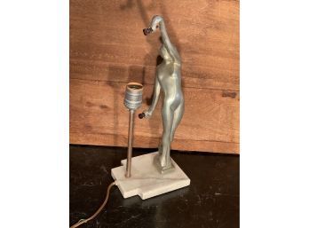 Vintage Sarsaparilla Silhouette Art Deco Woman Underwriters Laboratories Marble Base Lamp