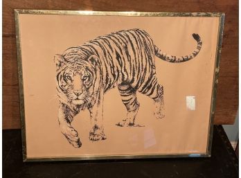 Vintage Framed Tiger Print By Thomas