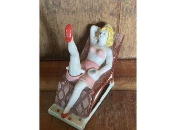 Vintage Ceramic Lounging Woman In Bikini Figurine