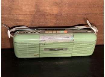 Vintage Sharp Seafoam Green Stereo Radio Cassette Recorder QT-50
