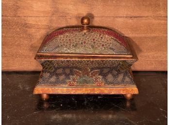 Beautiful Vintage Ornate Designed Textured Resin Storage Trinket Box