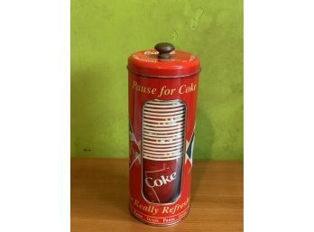 Vintage Coca-Cola Cup Dispenser Tin