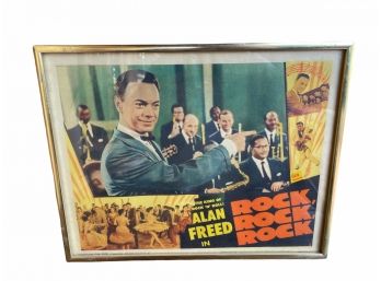 Vintage ORIGINAL Gold Framed 11x14 Rock, Rock, Rock W/ Alan Freed Movie Lobby Card 55/554