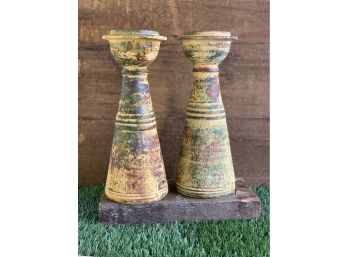 Set Of Mexican Clay Candle Holders