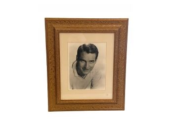 Vintage B&W Paul Newman Portrait  In Gold Frame