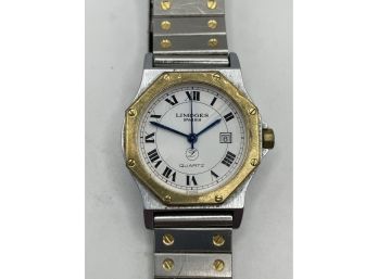 Vintage Limoges Swiss Stainless Steel Watch