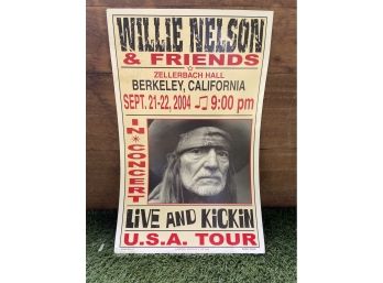 Limited Edition Willie Nelson & Friends Live And Kickin USA Tour Poster - Zellerbach Hall Berkeley California