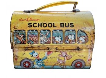 Aladdin VINTAGE 1960'S WALT DISNEY SCHOOL BUS METAL LUNCH BOX WITH THERMOS