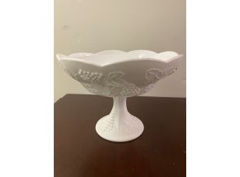Vintage Milk Glass Pedestal Fruit Bowl
