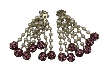Vintage Faux Pearl & Rhinestone Earrings