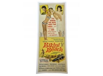 Vintage 1964 ORIGINAL Bikini Beach Movie Poster - (64/253) Frankie Avalon And Annette Funicello
