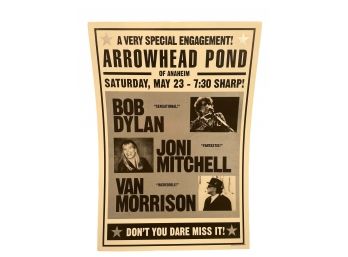 Vintage Bob Dylan, Joni Mitchell And Van Morrison Concert/Boxing Style Poster - 14' X 20'