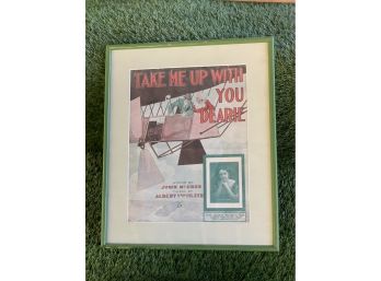 Antique - 'Take Me Up With You Dearie' Framed Sheet Music