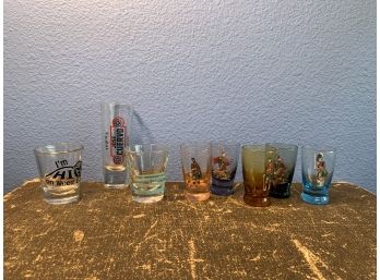 Vintage Lot Of Shot Glasses - Some Colored Glass