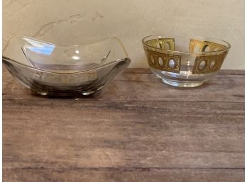 Vintage Georges Briard And Culver Gold Etched Bowls