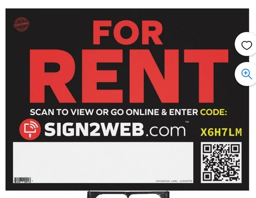 Sign2web 'for Rent' Sign