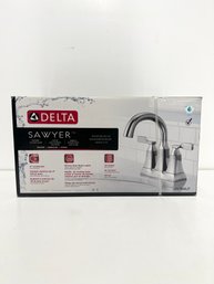 Delta Sawyer Chrome Two Handle Lavatory Pop-Up Faucet 4 In.