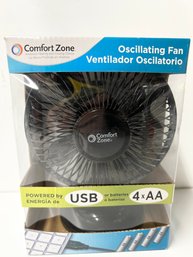Comfort Zone 5' 2-speed Dual Base USB Or Battery Operated Oscillating Fan