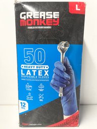 Grease Monkey 50 Ct Large Blue Latex Gloves
