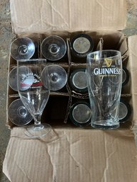 Miscellaneous Box Of Innus & Gunn And Guinness Beer Glasses