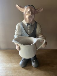 Waiter Pig Glass Statue