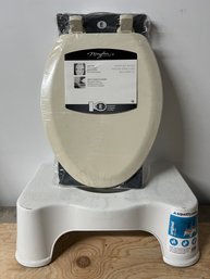 Squatty Potty Stool And Mayfair Toilet Seat Cover (Elongated, Bone Color)