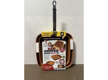 Red Copper Square Dance Set 10' And 12' Square Pans