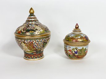 Two Vintage Hand Painted Thai Benjamin Porcelain Bowl's