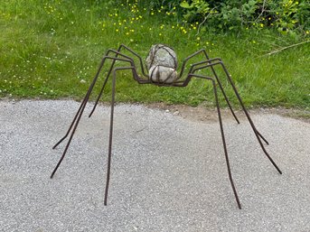 Impressive Metal/Stone Spider Sculpture 5' Leg Span! Local Artist