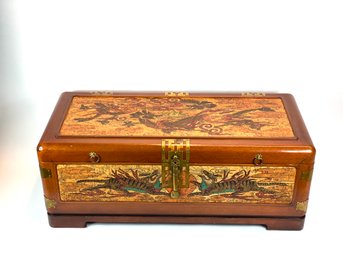 Korean Cork Painted Trunk With Dragons And Tigers