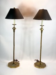 Mid-Century Brass Forge Floor Lamps