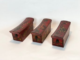 Three Chinese Opium Pillows With Pull Out Drawers