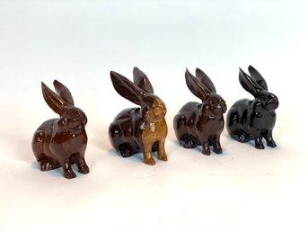 Four Small Carved Chinese Rabbits