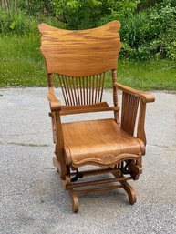 Refinished Oak Gliding Rocking Chair