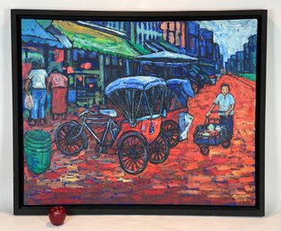 Contemporary Oil On Canvas Thai Street Scene Singed (PIMMADA)