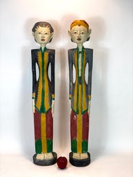Pair Of Large Indonesian Wooden Statues