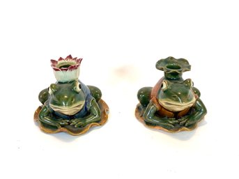 Ceramic Chinese Frog Candlesticks