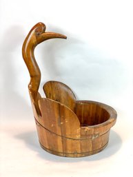 Japanese Wooden Tub With Crane Handle