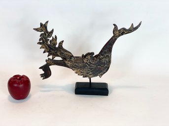 Hand Carved Wooden Phoenix On Base