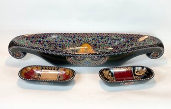 Decorative Mother Of Pearl Trencher And Bowls