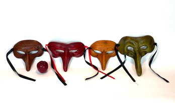 Four Valentine Italian Leather Carnival Masks