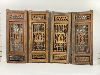 Four Oriental Wooden Panels