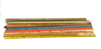 Large Group Of Vintage Wooden Rulers.