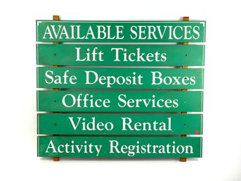 Original Killington Resort Available Services Wooden Sign