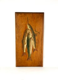 Early Vermont Fish Painting Oil On Board
