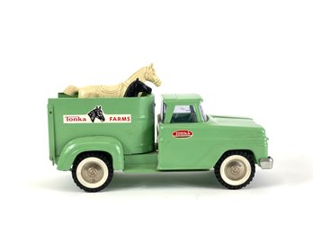 Vintage Mint Green Tonka Farm Truck With Two Horses