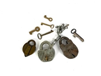 Group Of Old Locks And RR Keys