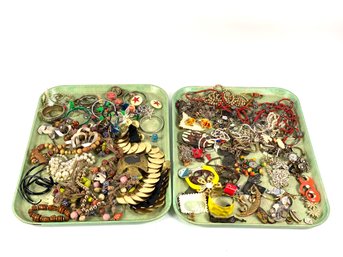 Two Full Trays Of Vintage Jewlery