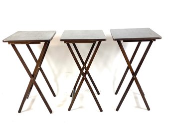 Three Wooden Folding Tables